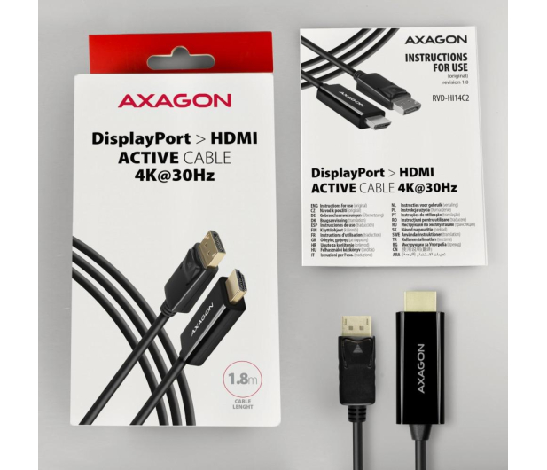 Axagon RVD-HI14C2, DisplayPort - HDMI 1.4 kabel 1.8m, 4K/30Hz - 1353449 - zdjęcie 6